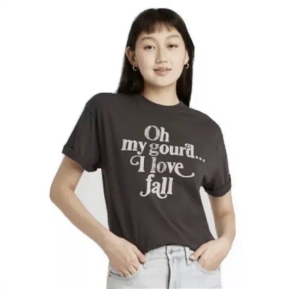 NWT Fifth Sun Fall Inspired Graphic T Shirt Short Sleeve Gray Cotton Size XS - Picture 6 of 7